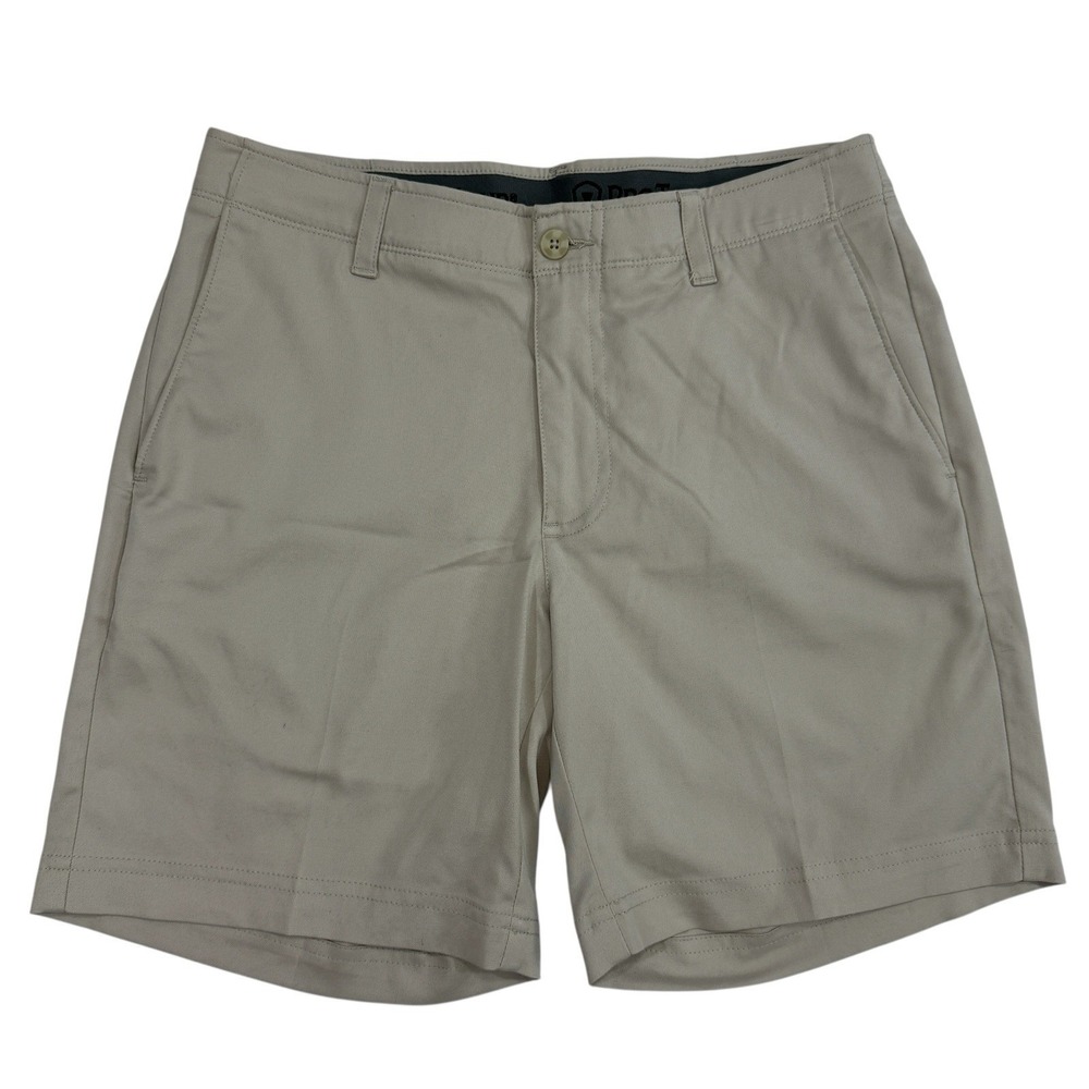 Pro Tour Beige Flat Front Performance Shorts Sz 30 Polyester Blend Stretch
